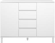 Pisipilt: Sata kõrge puhvetkapp nr. 64. 138 cm, 2 ust + 4 sahtlit, valge, ümar jalg