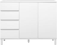 Pisipilt: Sata kõrge puhvetkapp nr. 72. 138 cm, 4 sahtlit vasakul + 2 ust, valge, ümar jalg