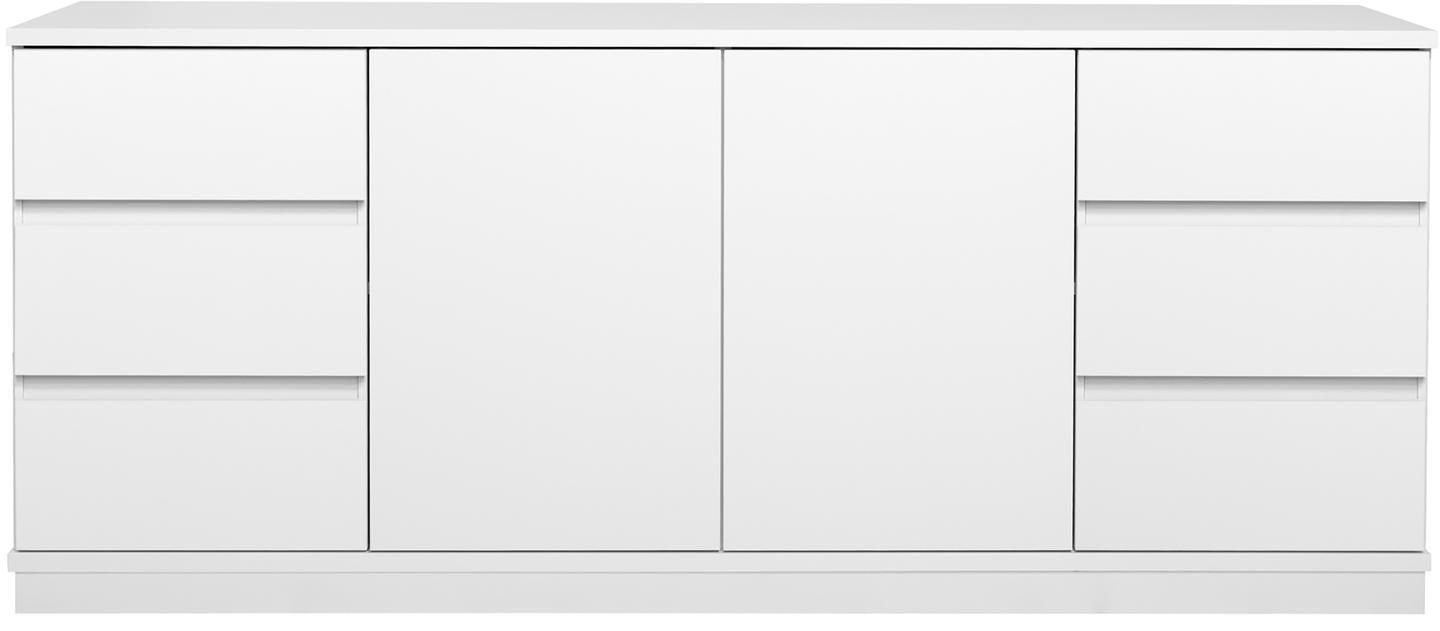 Sata lai puhvetkapp nr. 85. 183cm 6 sahtlit + 2 ust  valge, sokkel