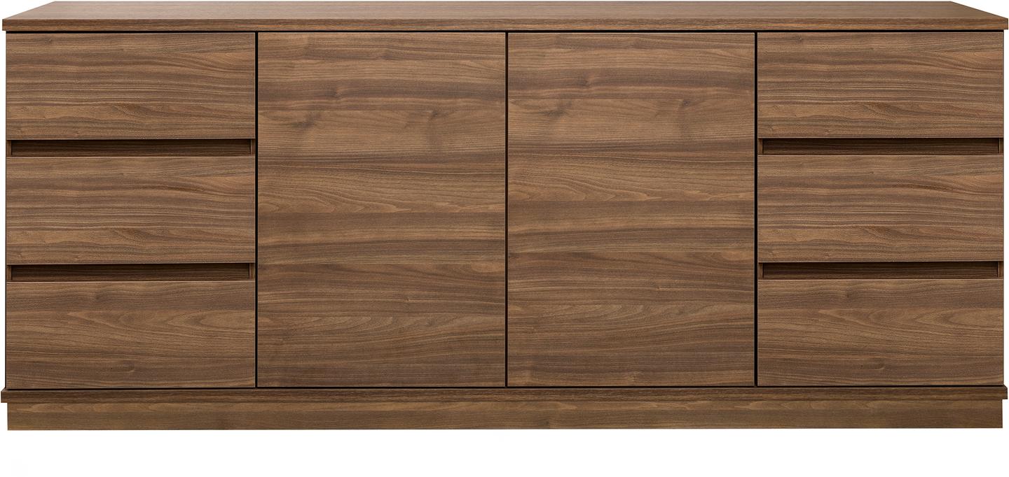 Sata lai puhvetkapp nr. 85. 183cm 6 sahtlit + 2 ust  pruun, sokkel