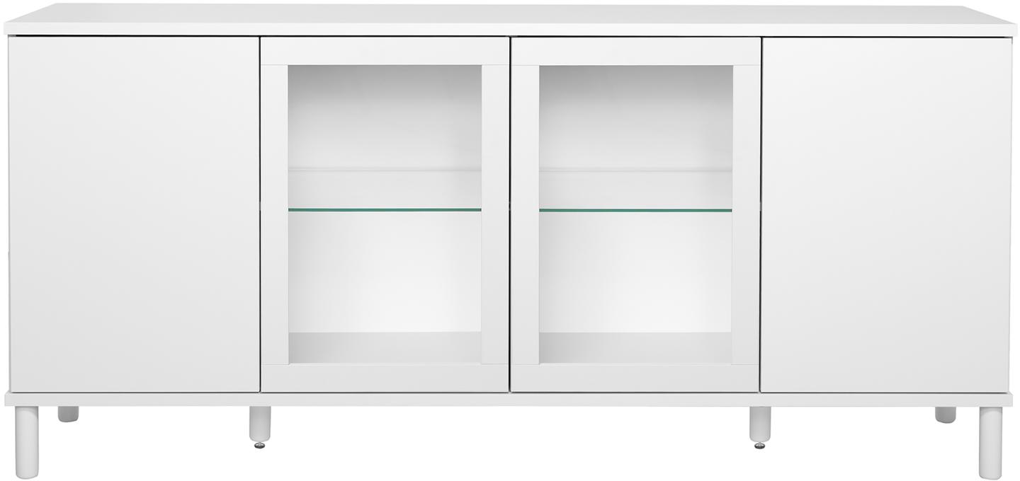 Sata lai puhvetkapp nr. 86. 183 cm, 2 ust  + 2 klaasust, valge, ümar jalg