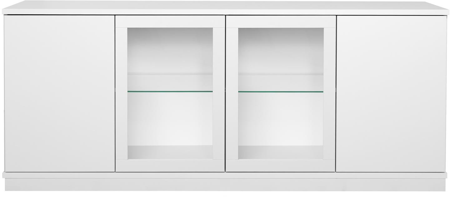 Sata lai puhvetkapp nr. 86. 183 cm, 2 ust  + 2 klaasust, valge, sokkel