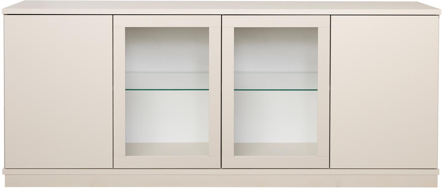 Sata lai puhvetkapp nr. 86. 183cm 2 ust  + 2 klaasust greige, sokkel