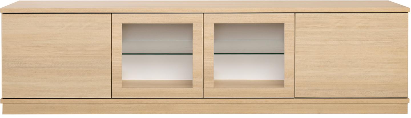 Sata kapp nr. 90. 200 cm, 2 ust  + 2 klaasust, hele tamm, sokkel