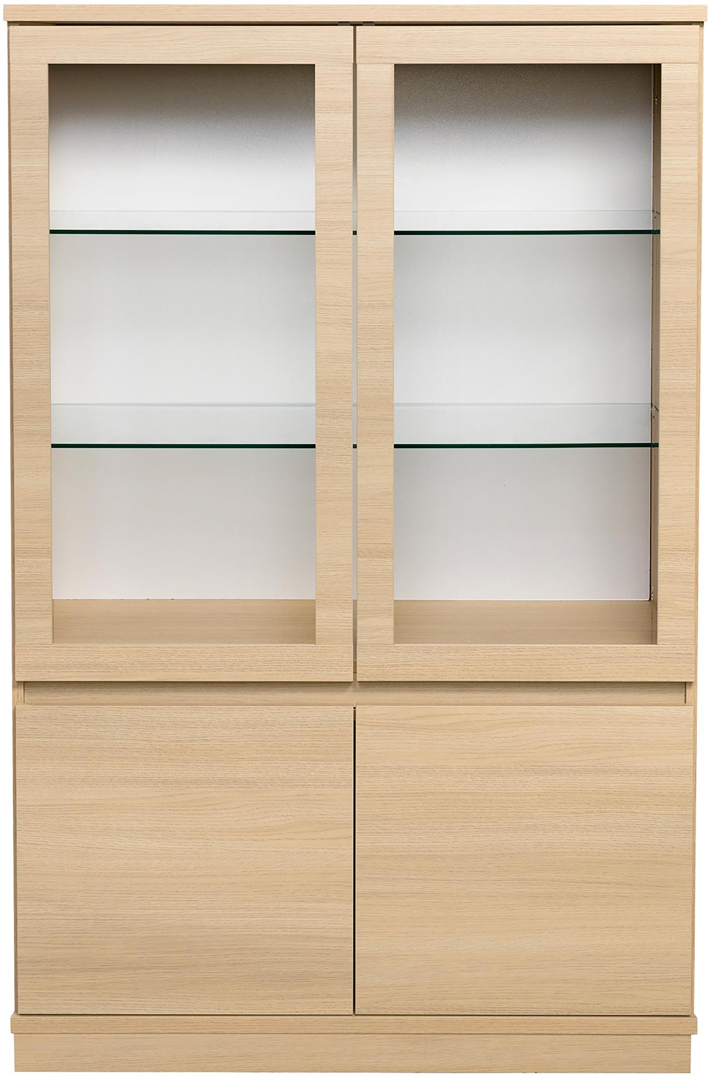 Sata madal vitriin nr. 95. 92cm 2 ust hele tamm, sokkel