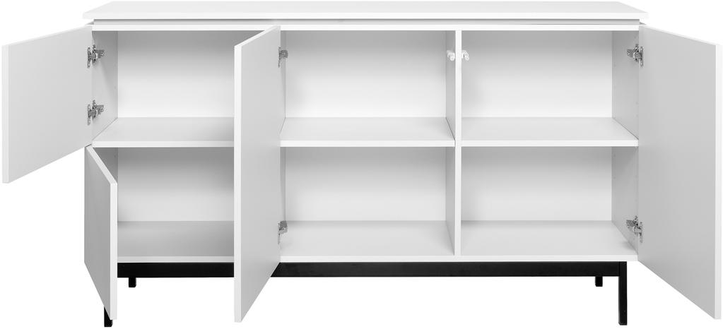 Lakeus puhvetkapp nr. 5. 148 cm topeltkaanega valge, metallist sokkeljalg