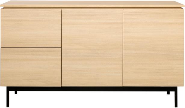 Lakeus puhvetkapp nr. 5. 148 cm topeltkaanega hele tamm, metallist sokkeljalg