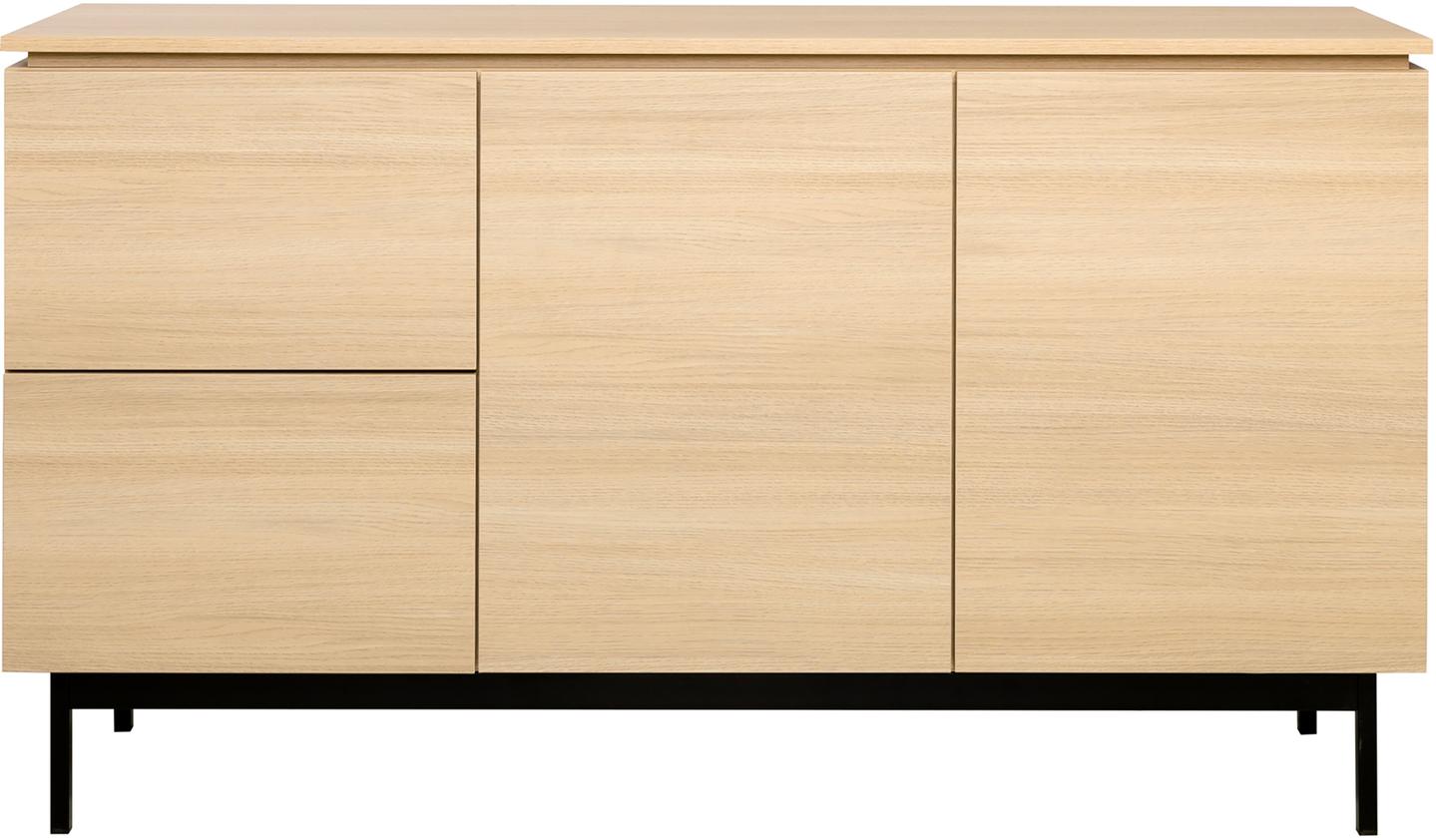 Lakeus puhvetkapp nr. 5. 148 cm topeltkaanega hele tamm, metallist sokkeljalg