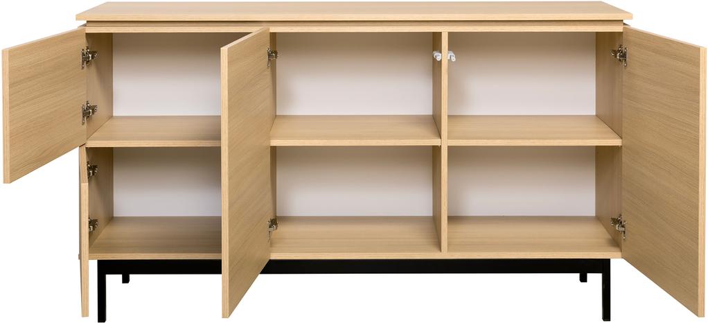 Lakeus puhvetkapp nr. 5. 148 cm topeltkaanega hele tamm, metallist sokkeljalg