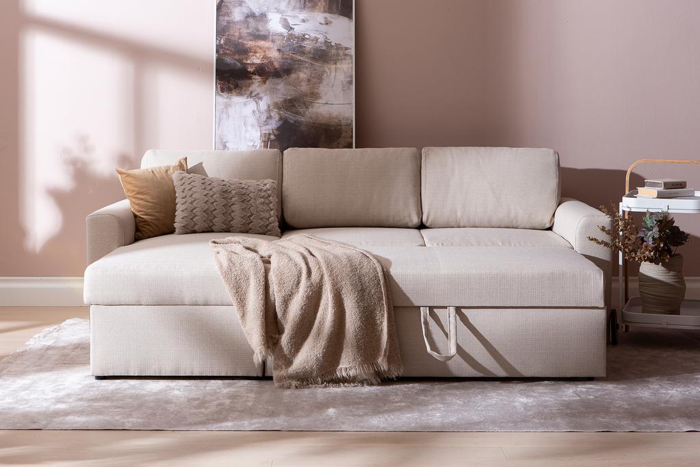 Ingrid 3-kohaline diivanvoodi, beež (ei sis. pesukasti)