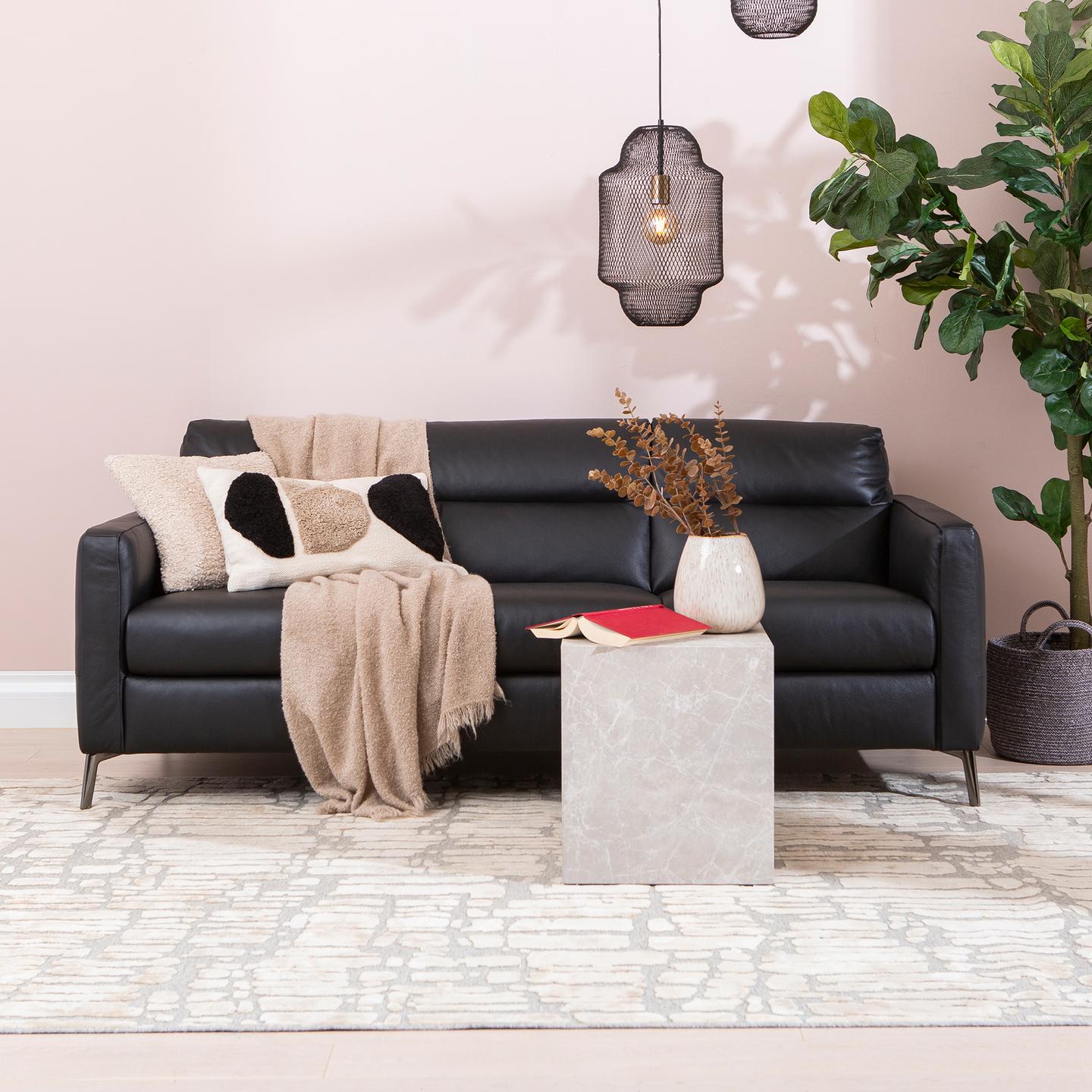 Carino 3-kohaline diivan, must nahk