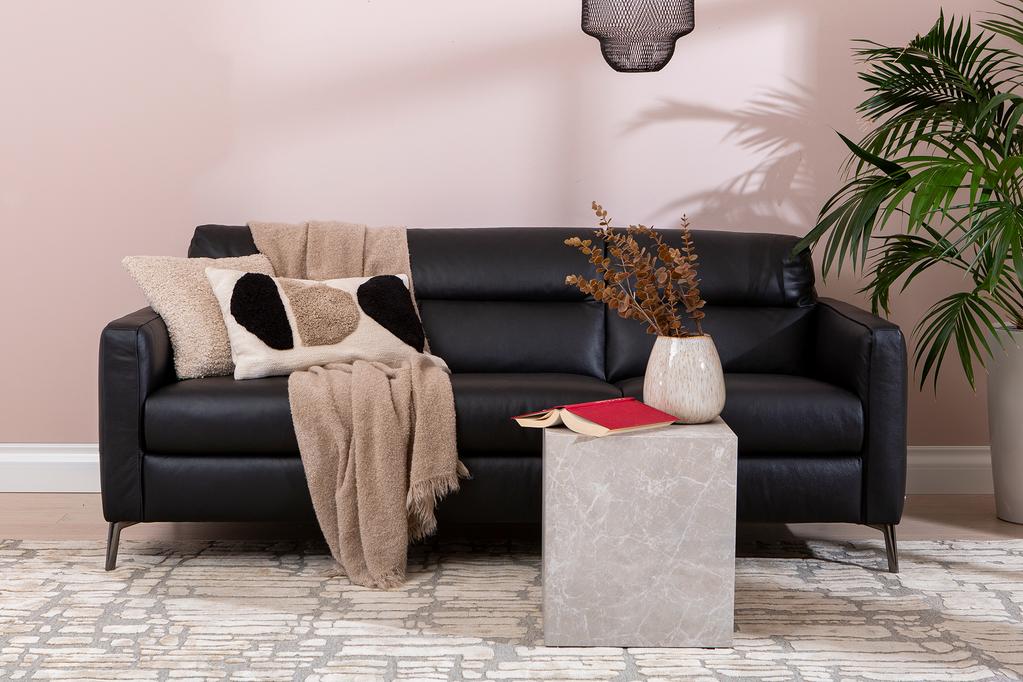 Carino 3-kohaline diivan, must nahk