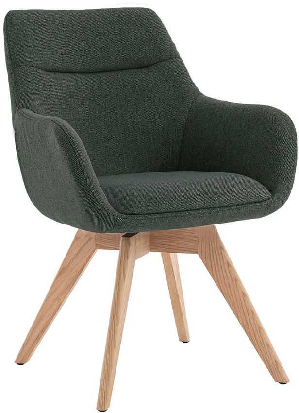 North Collection Everly söögitool käetugedega, roheline (Spider-jalg natural tamm)