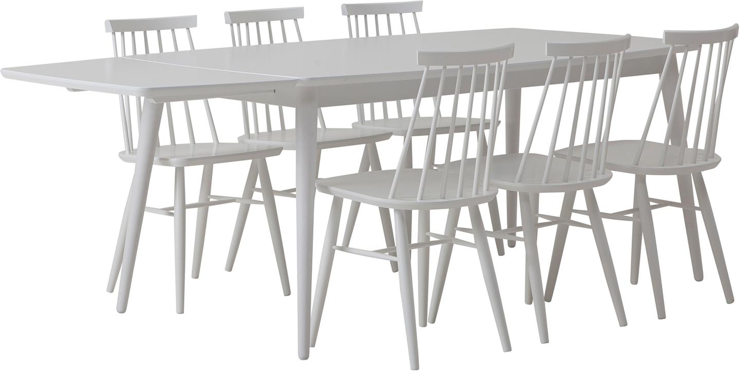 Reino söögilauakomplekt pikendatav 170/215x95 kuuele, valge