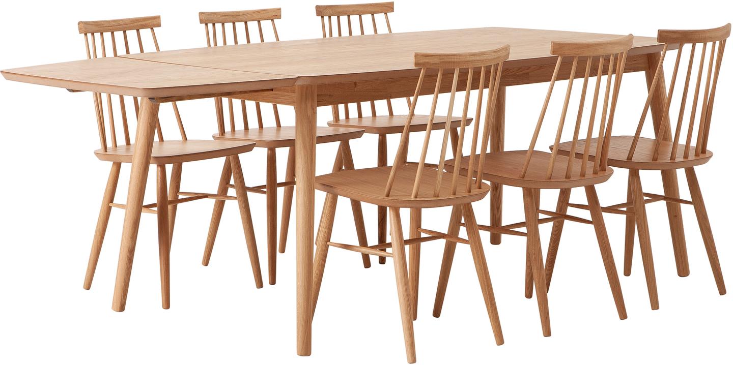 Reino söögilauakomplekt pikendatav 170/215x95 kuuele, lakitud tamm