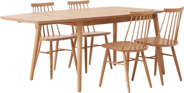 Reino söögilauakomplekt pikendatav 140/185x90 neljale, lakitud tamm