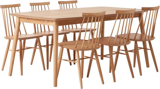 Söögilauakomplekt Reino 170x95 kuuele, lakitud tamm