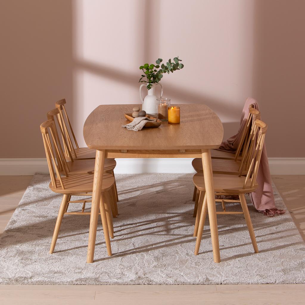 Reino söögilauakomplekt 170x95 kuuele, lakitud tamm