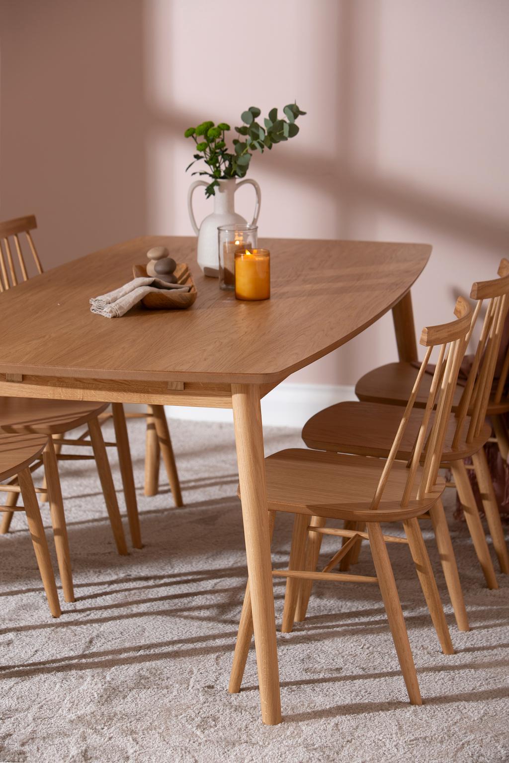 Reino söögilauakomplekt 170x95 kuuele, lakitud tamm