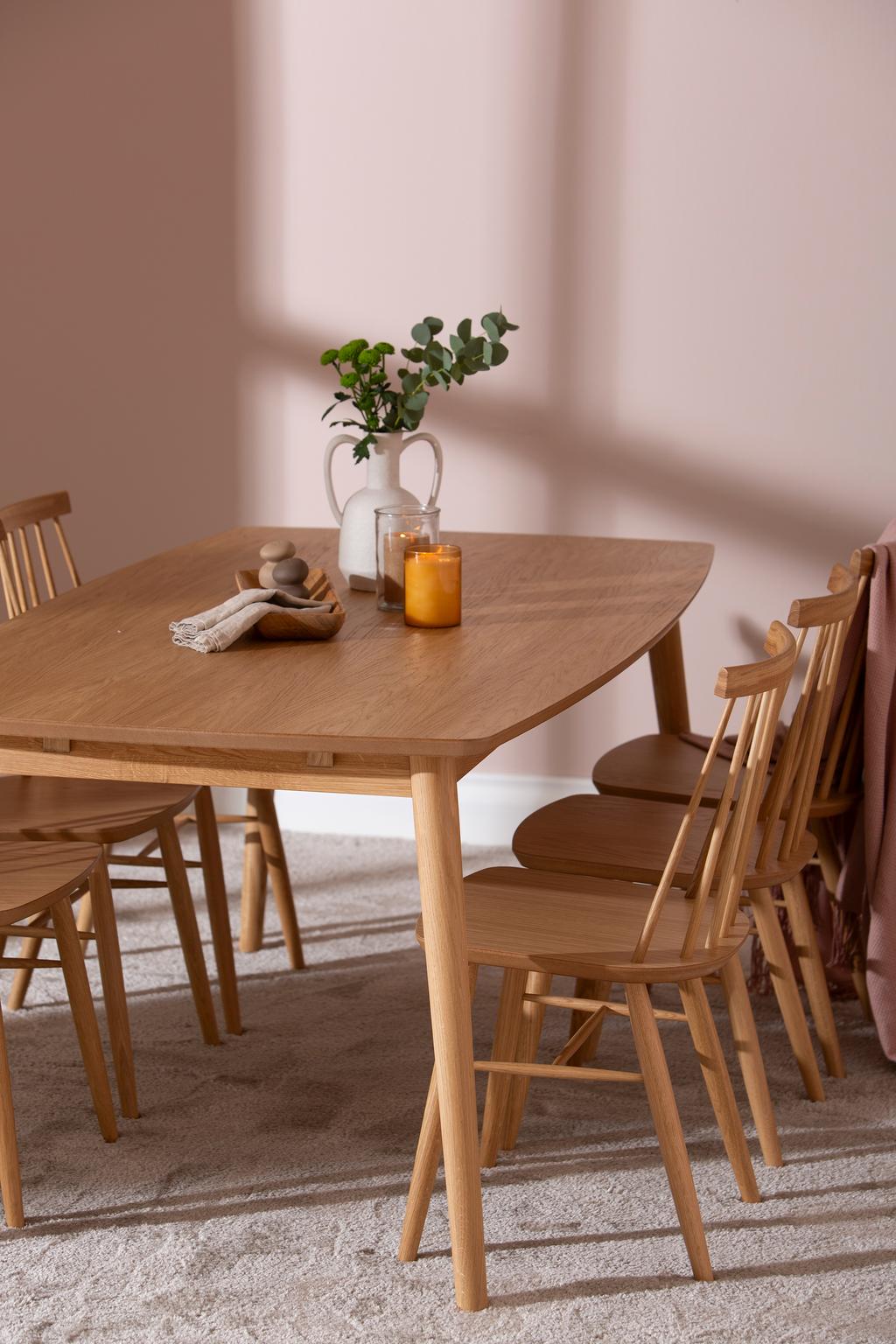 Reino söögilauakomplekt 170x95 kuuele, lakitud tamm