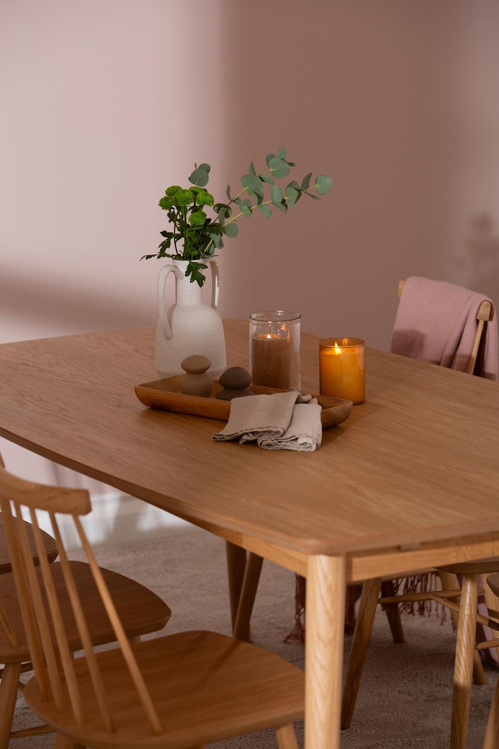 Reino söögilauakomplekt 170x95 kuuele, lakitud tamm