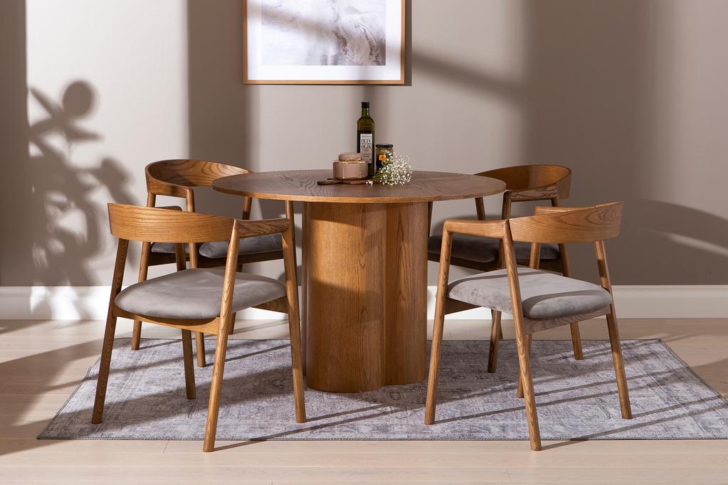 Olivia & Långön söögilauakomplekt ümar 110cm neljale, pruun