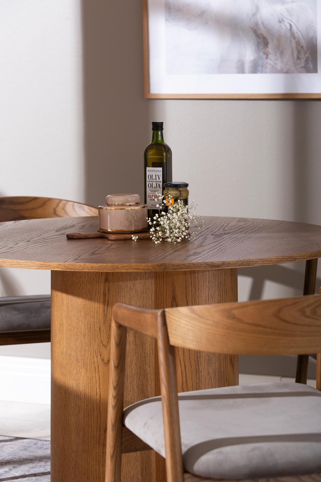 Olivia & Långön söögilauakomplekt ümar 110cm neljale, pruun