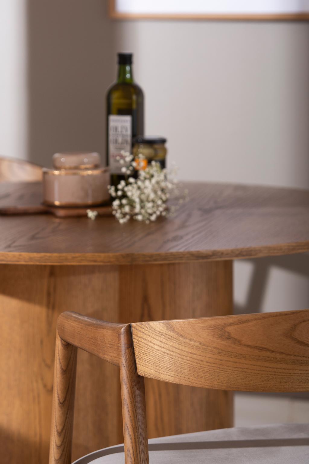 Olivia & Långön söögilauakomplekt ümar 110cm neljale, pruun