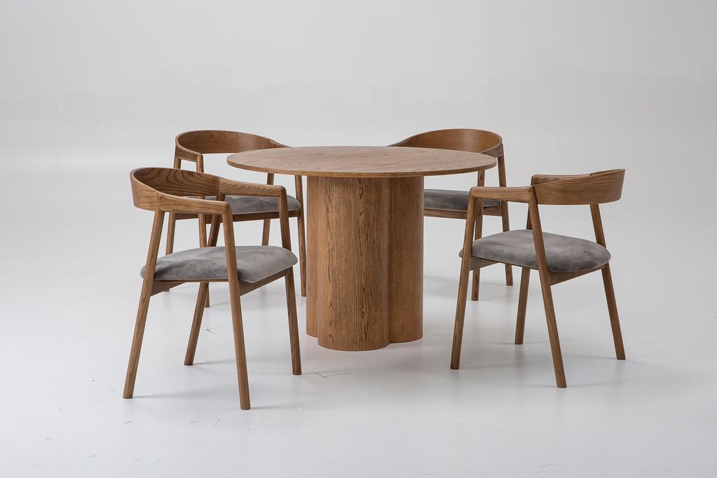 Olivia & Långön söögilauakomplekt ümar 110cm neljale, pruun