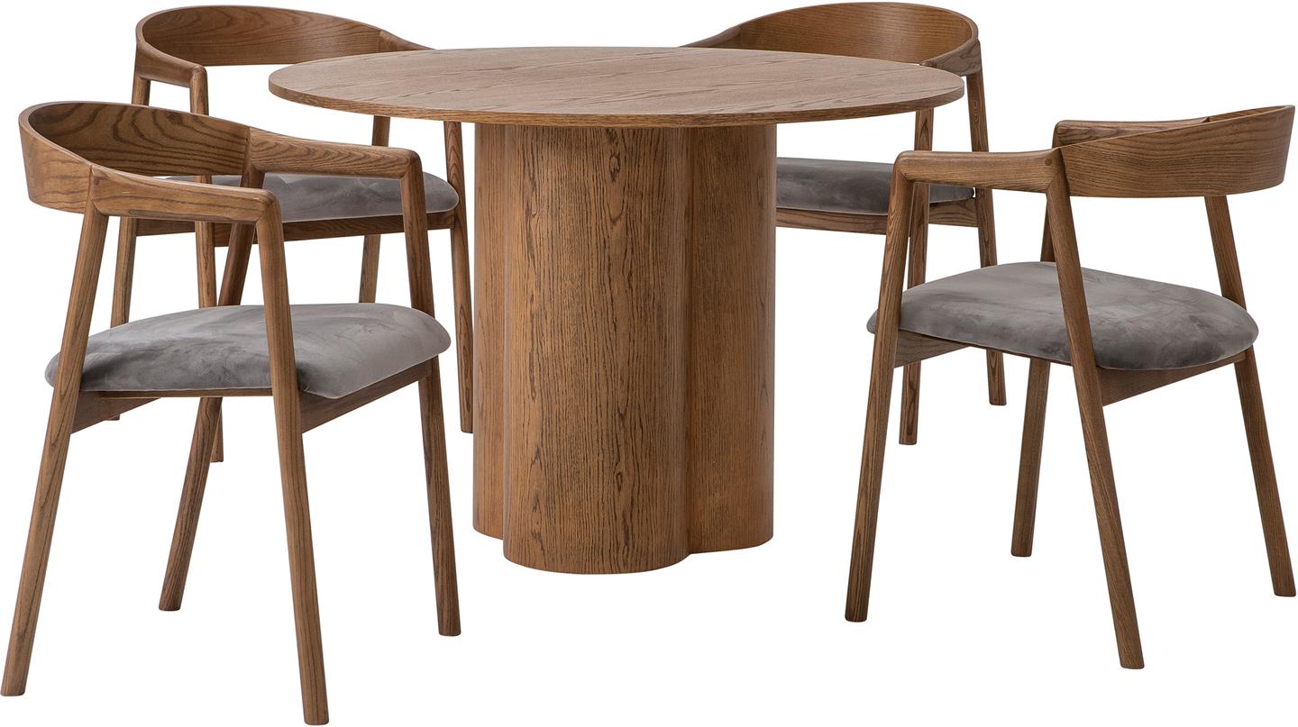 Olivia & Långön söögilauakomplekt ümar 110cm neljale, pruun