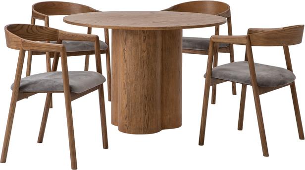 Olivia & Långön söögilauakomplekt ümar 110cm neljale, pruun