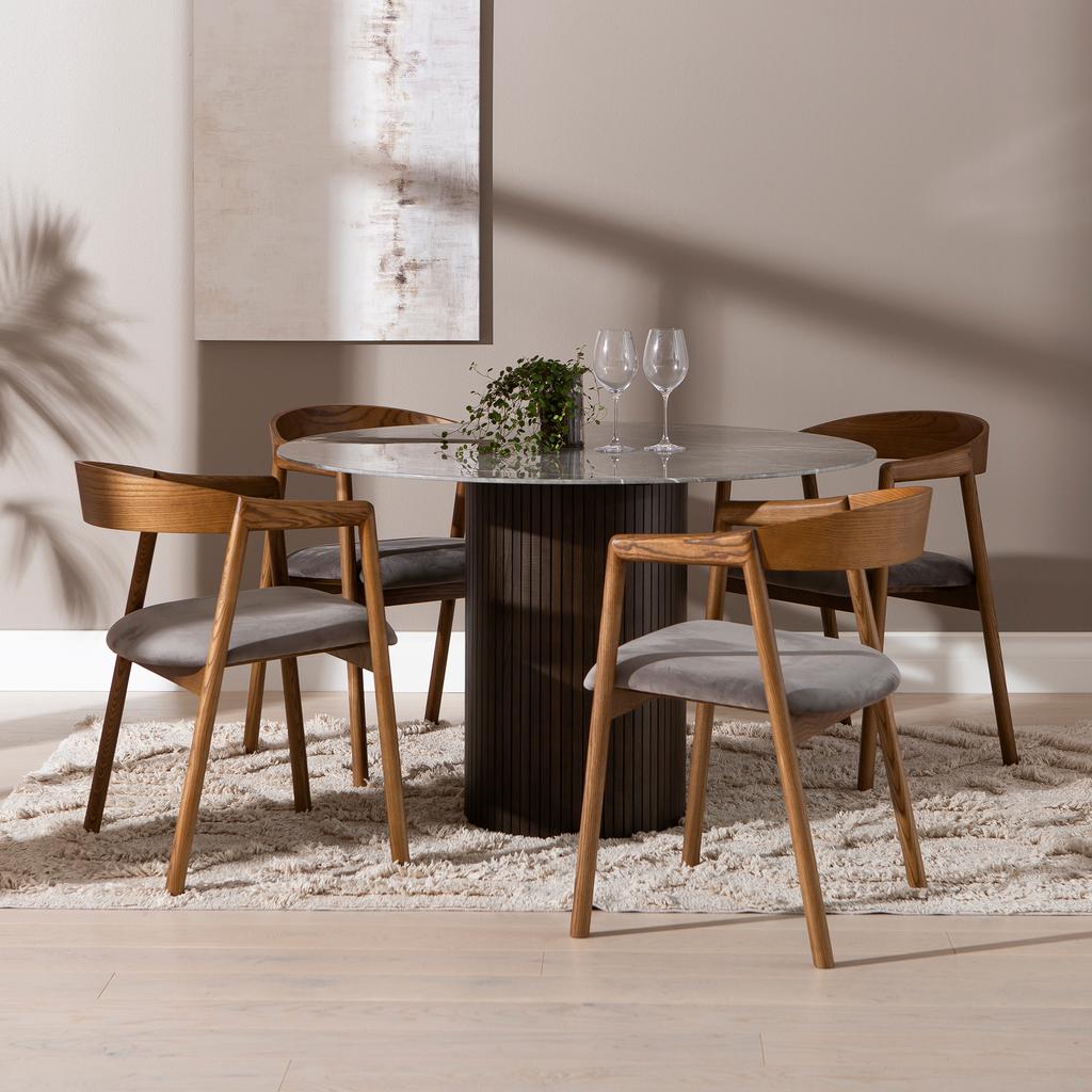 Austin & Långön söögilauakomplekt ümar 120cm neljale, pruun/hall