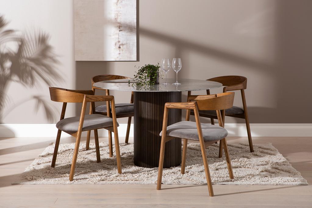 Austin & Långön söögilauakomplekt ümar 120cm neljale, pruun/hall