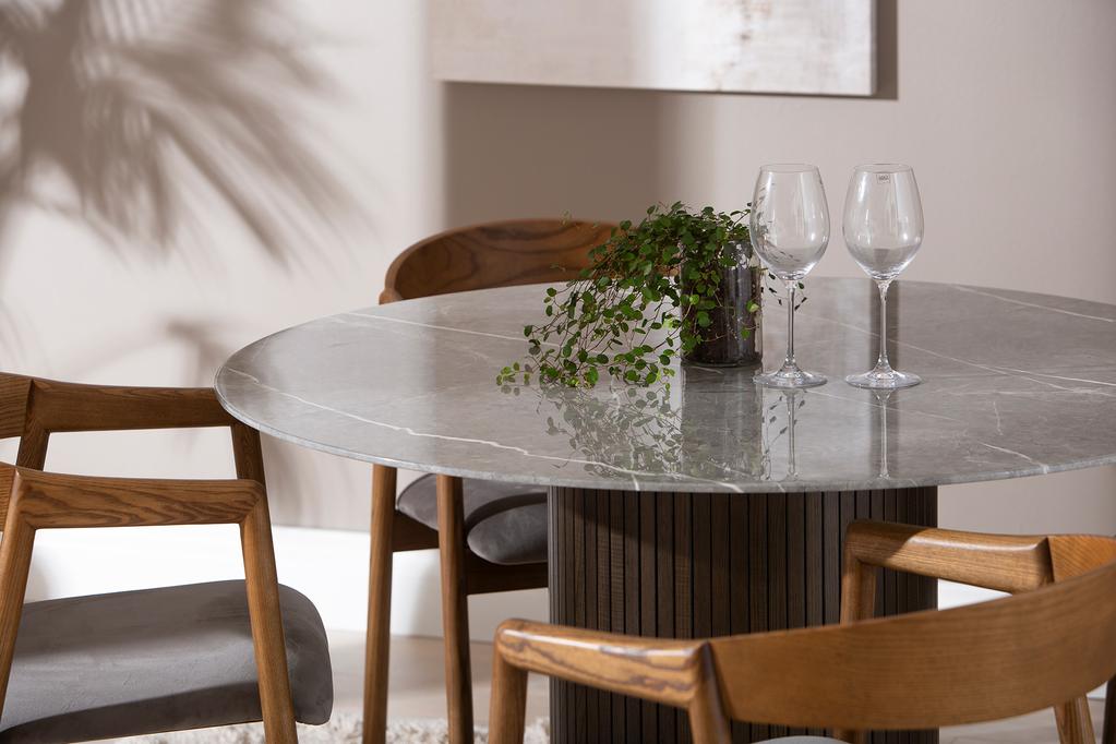 Austin & Långön söögilauakomplekt ümar 120cm neljale, pruun/hall