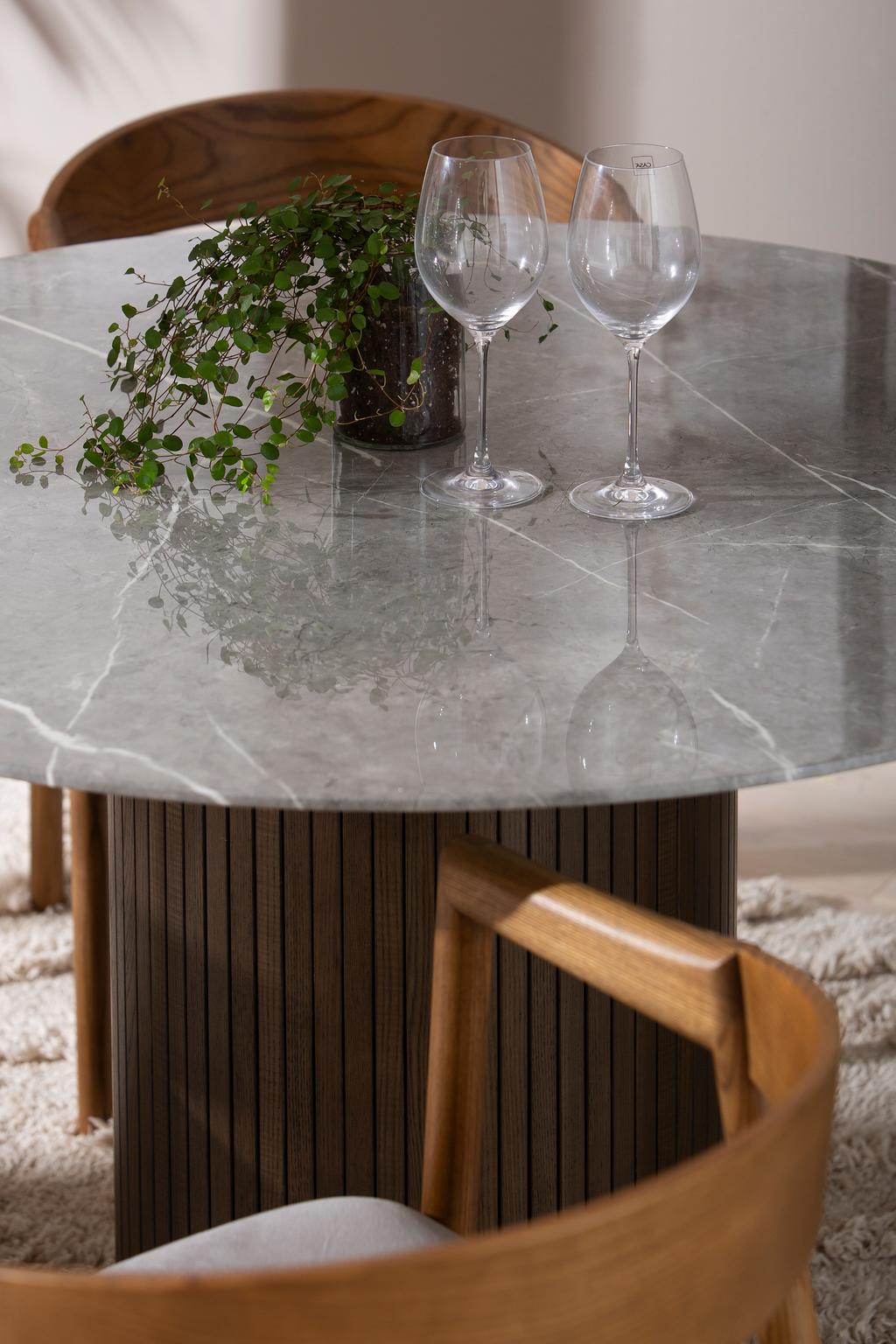 Austin & Långön söögilauakomplekt ümar 120cm neljale, pruun/hall