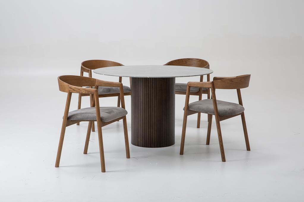 Austin & Långön söögilauakomplekt ümar 120cm neljale, pruun/hall