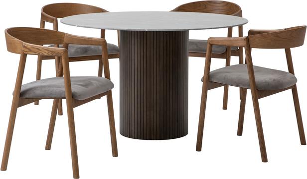 Austin & Långön söögilauakomplekt ümar 120cm neljale, pruun/hall