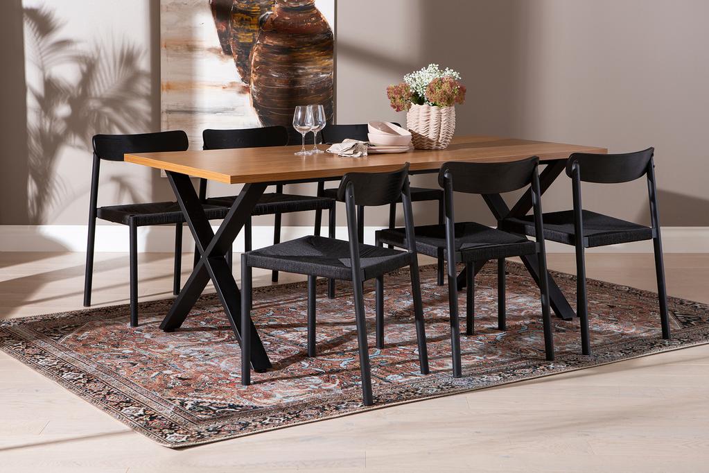 Cenni & Malmön söögilauakomplekt 190x90cm kuuele, tamm/must