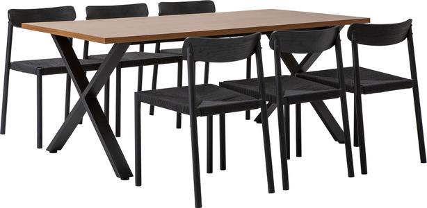 Cenni & Malmön söögilauakomplekt 190x90cm kuuele, tamm/must