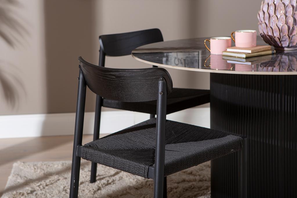 Kalida & Malmön söögilauakomplekt ümar 120cm neljale, must