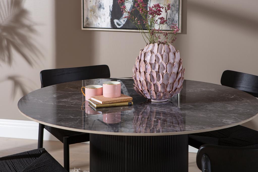 Kalida & Malmön söögilauakomplekt ümar 120cm neljale, must