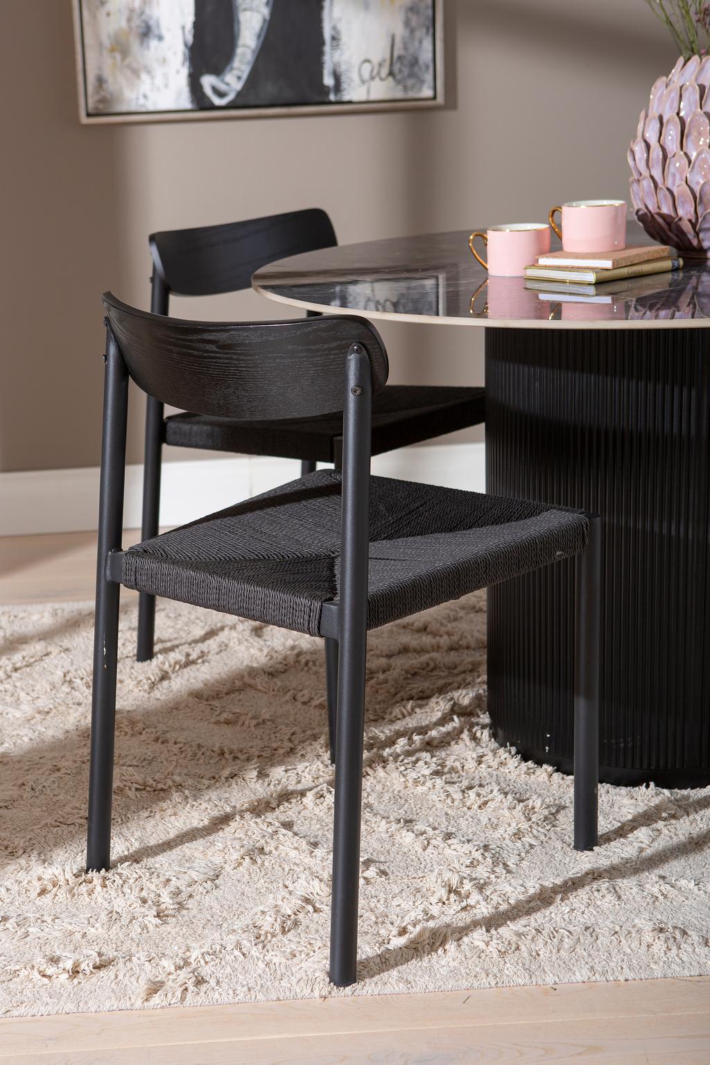 Kalida & Malmön söögilauakomplekt ümar 120cm neljale, must