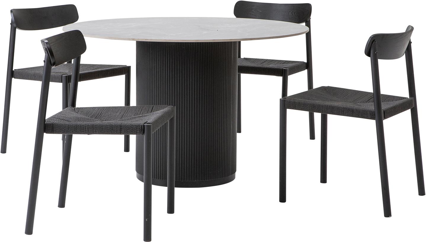 Kalida & Malmön söögilauakomplekt ümar 120cm neljale, must