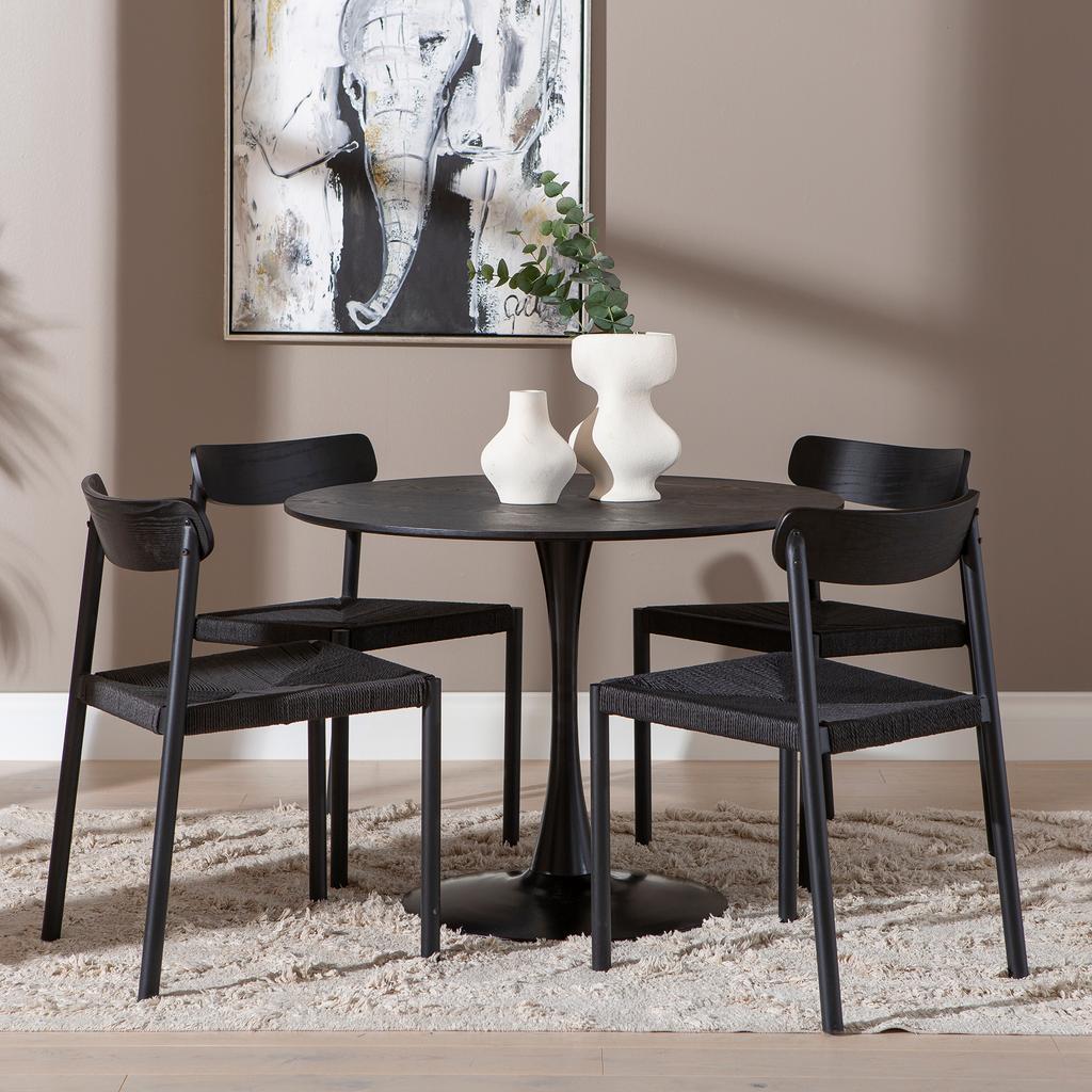Apollo & Malmön söögilauakomplekt ümar 100cm neljale, must