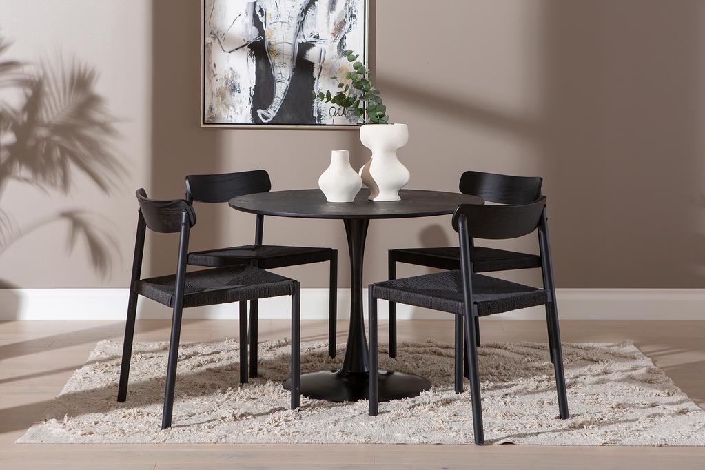 Apollo & Malmön söögilauakomplekt ümar 100cm neljale, must