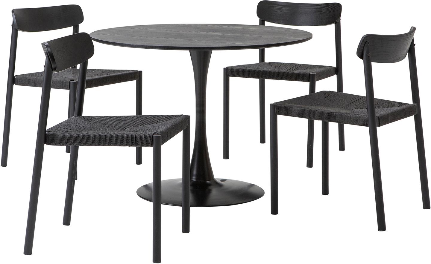 Apollo & Malmön söögilauakomplekt ümar 100cm neljale, must