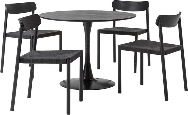 Apollo & Malmön söögilauakomplekt ümar 100cm neljale, must
