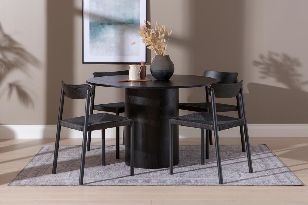 Rotondo & Malmön söögilauakomplekt ümar 120cm neljale, must