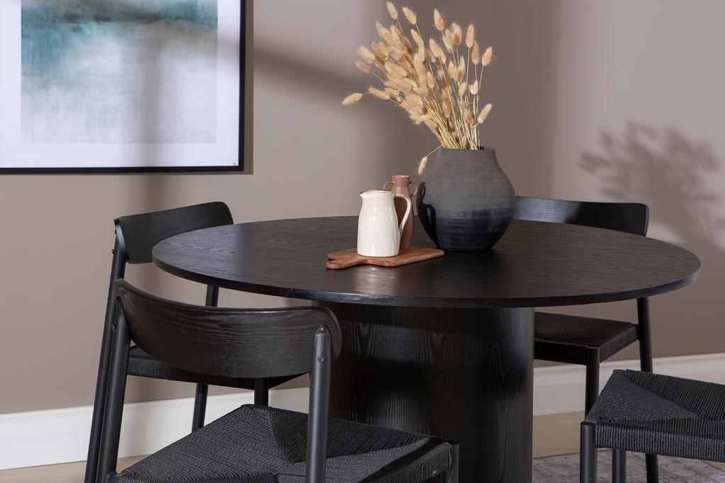 Rotondo & Malmön söögilauakomplekt ümar 120cm neljale, must