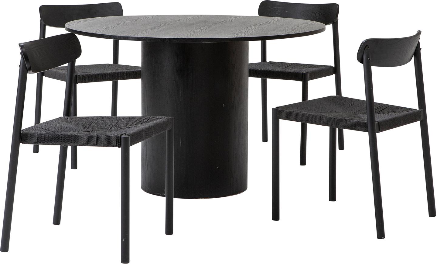 Rotondo & Malmön söögilauakomplekt ümar 120cm neljale, must
